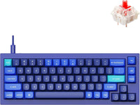 Retro blue 8-bit style gaming keyboard with RGB-ready keycaps and red switch, Byte Style