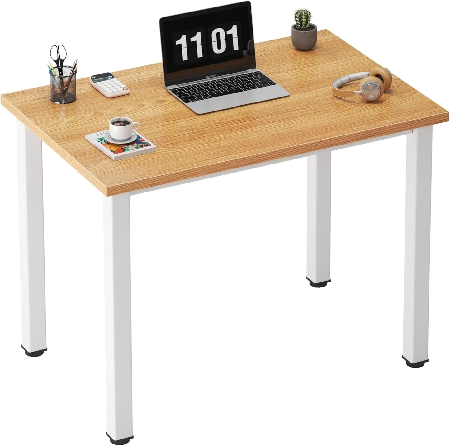 Computer Desk, 47 Inch Home Office Desk, Modern Simple Style Home Office Gaming Desk, Basic Writing Table for Study Student, Black Metal Frame, Black