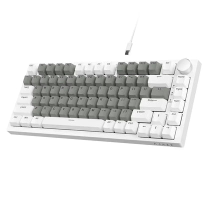 AK820 Mechanical Keyboard with CNC Knob Control,82Keys Gasket Mount Wired Gaming Keyboard,75% ANSI Layout,5 Sound Absorbing Foam,Hot-Swappable,White Backlit,For PC,MAC (White&Purple)