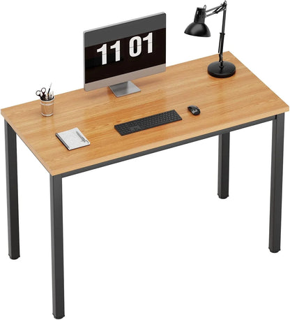 Computer Desk, 47 Inch Home Office Desk, Modern Simple Style Home Office Gaming Desk, Basic Writing Table for Study Student, Black Metal Frame, Black
