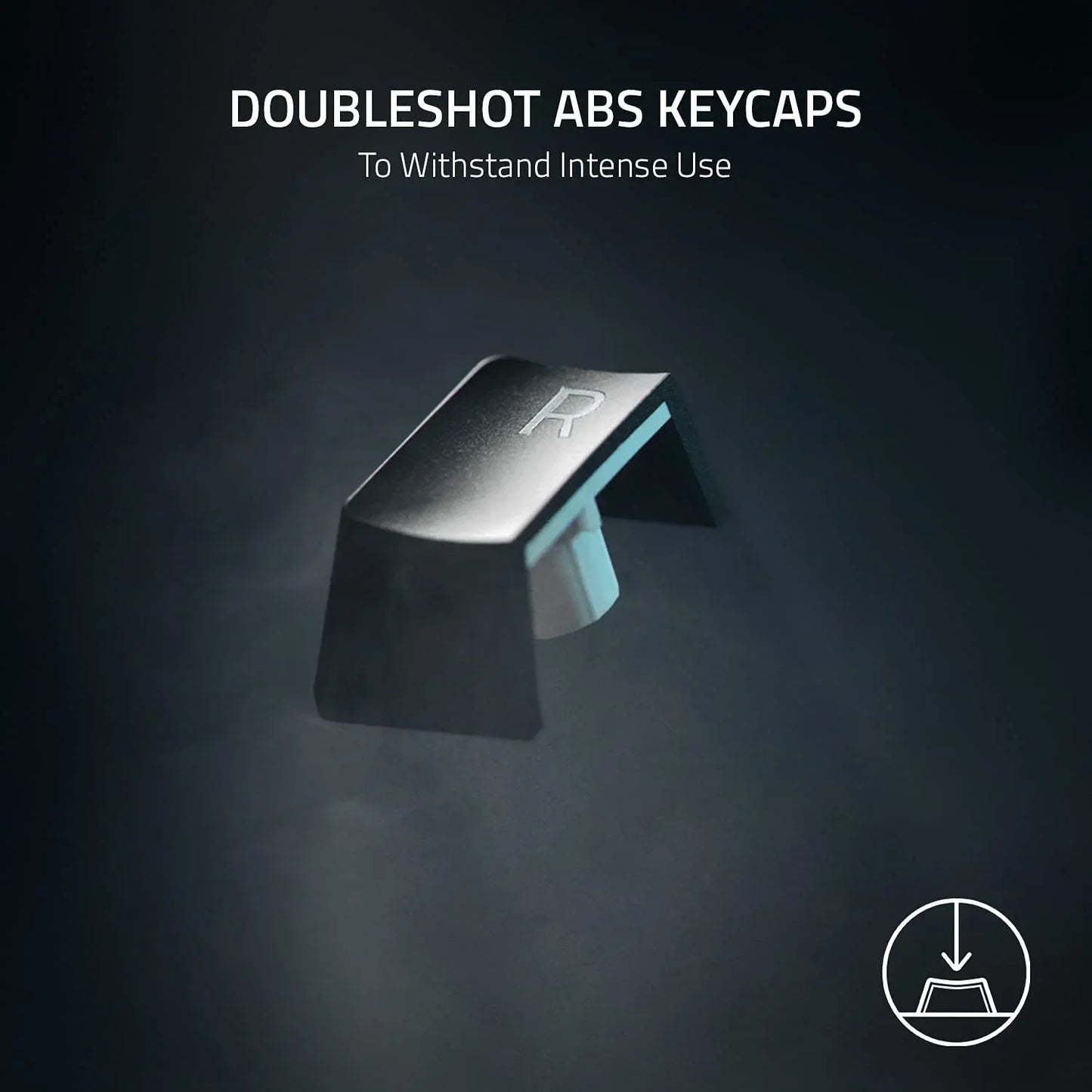 Close-up of a doubleshot ABS keyboard keycap for gaming, featuring durable design and Byte Style branding.
