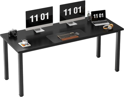 Computer Desk, 47 Inch Home Office Desk, Modern Simple Style Home Office Gaming Desk, Basic Writing Table for Study Student, Black Metal Frame, Black
