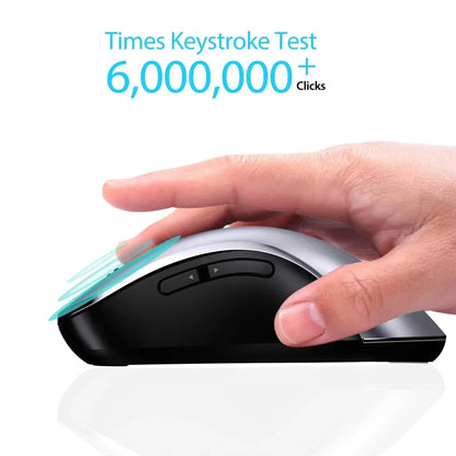 Hand using a durable gaming mouse with 6 million click lifespan, ergonomic side buttons