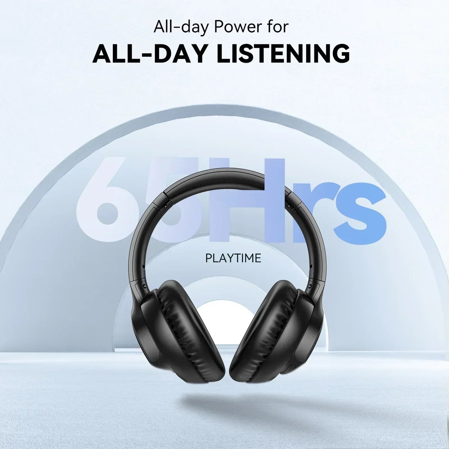 Wireless Bluetooth Headphones, 65H Running Time Over-Ear Headphones with Microphone, Bass Headphones for Computer Laptop Travel Home Office PC (Black)