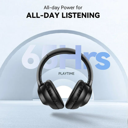 Wireless Bluetooth Headphones, 65H Running Time Over-Ear Headphones with Microphone, Bass Headphones for Computer Laptop Travel Home Office PC (Black)