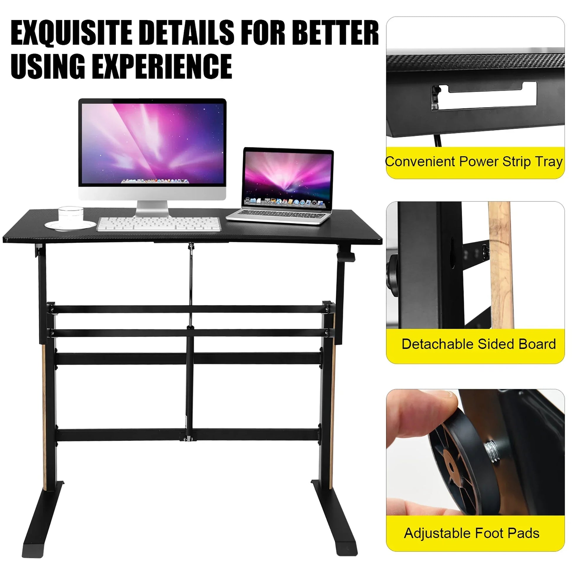 Pneumatic Height Adjustable Standing Desk Sit to Stand Computer Desk Workstaion