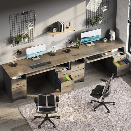 59” Computer Desk with 4 Drawers, Office Executive Desk with File Drawer, Keyboard Tray for Home Office, Gray