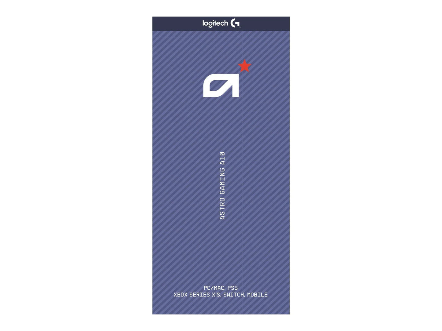 Logitech Astro Gaming A10 headset packaging compatible with PC Mac PS5 Xbox Series Switch Mobile