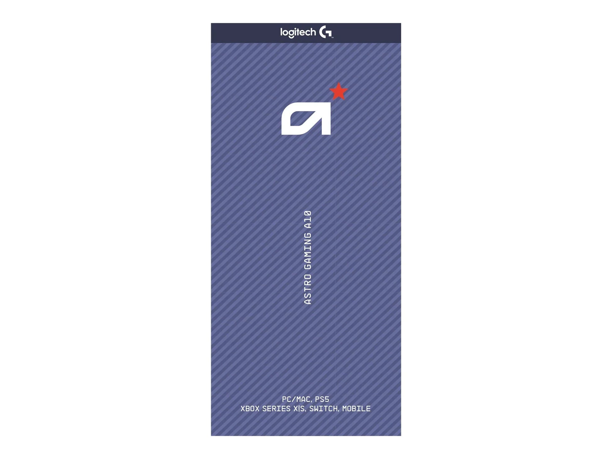 Logitech Astro Gaming A10 headset packaging compatible with PC Mac PS5 Xbox Series Switch Mobile