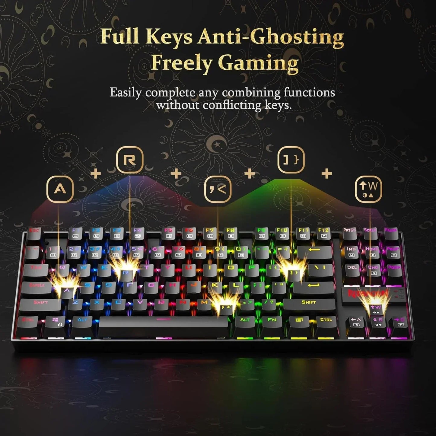 RGB gaming keyboard with anti-ghosting keys, Byte Style gaming gear promotion