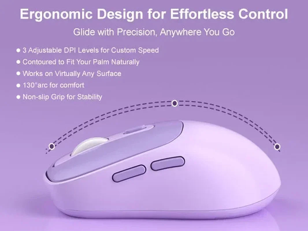 V920 Wireless Gaming Keyboard and Mouse Combo – Retro Purple Keyboard, Ergonomic Design, 2.4G, Whisper Quiet Keys, Adjustable DPI Mouse, Desk Accessories Office Supplies