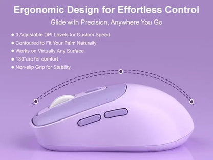 V920 Wireless Gaming Keyboard and Mouse Combo – Retro Purple Keyboard, Ergonomic Design, 2.4G, Whisper Quiet Keys, Adjustable DPI Mouse, Desk Accessories Office Supplies