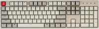Retro 8-bit style mechanical keyboard with beige keys and a red escape key, ideal for gaming setups