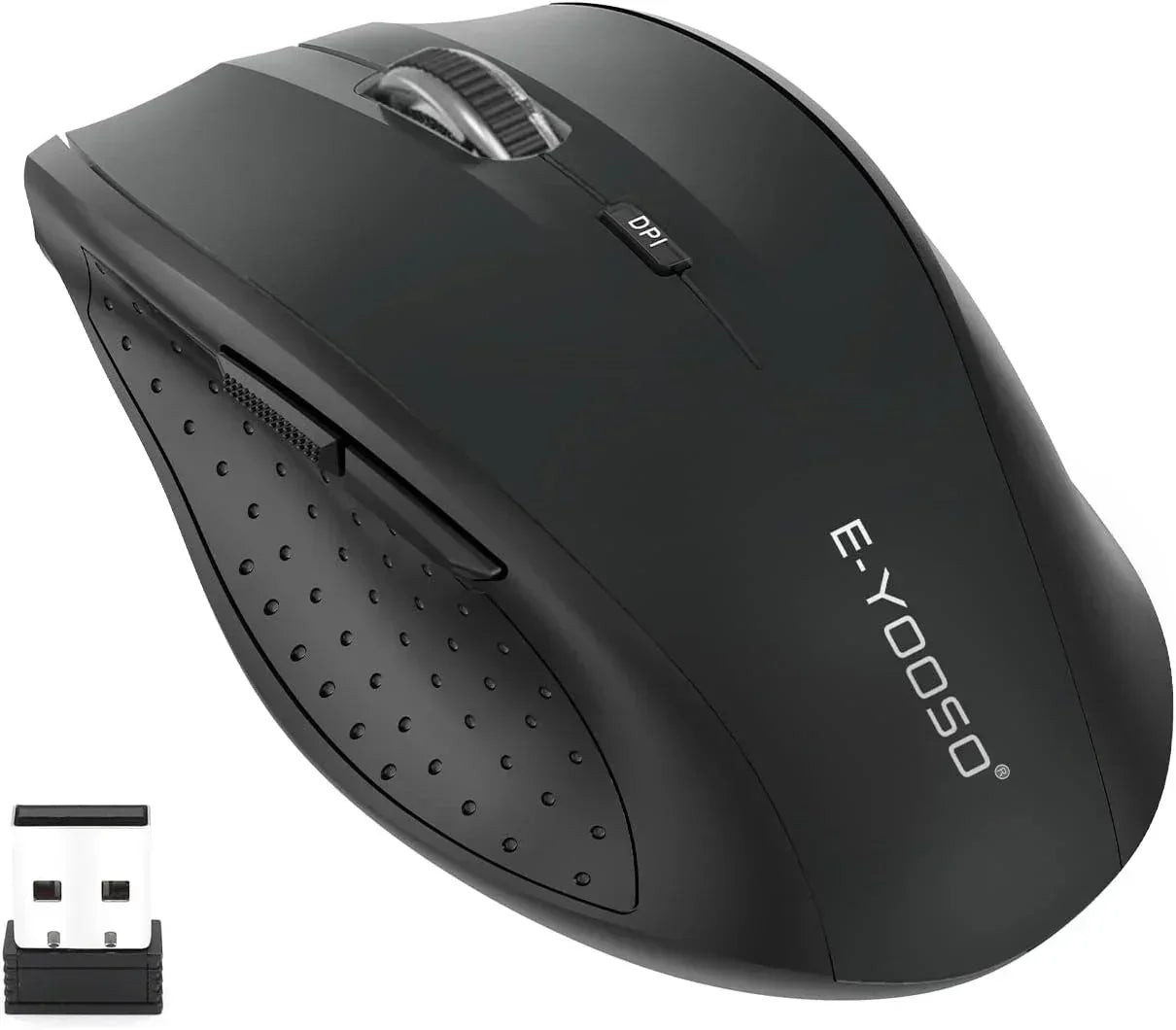 Wireless Mouse for Laptop, Portable Optical Computer Mouse, 6 Buttons, Cordless 2.4Ghz with USB Receiver, 5-Level 4800 DPI, 18 Months Battery Life for PC Chromebook Windows Mac