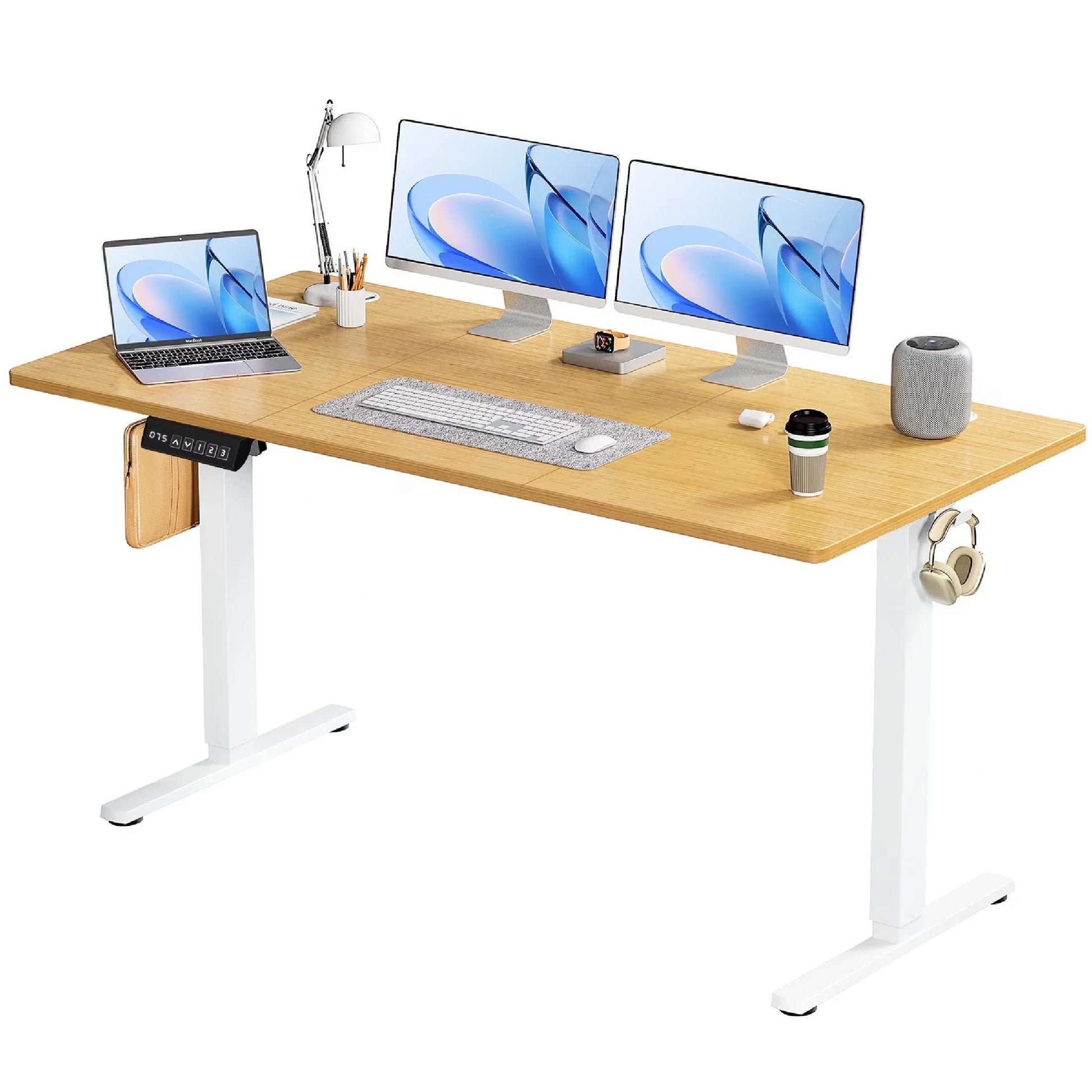40X24 Inch Electric Standing Desk, Ergonomic Rising Modern Lift Motorized Gaming Desktop Workstation for Work Home Office, Height Adjustable, White