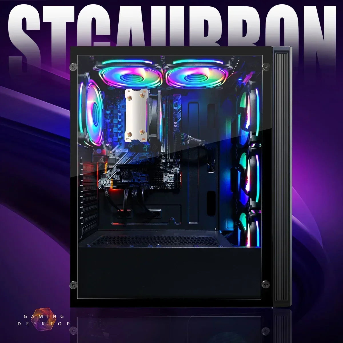Gaming PC Computer Desktop, AMD Ryzen 5 3400G up to 4.2Ghz, 16G DDR4, 512G SSD, Wifi 6 & BT 5.2, RGB Fan X6, Windows 11 Home
