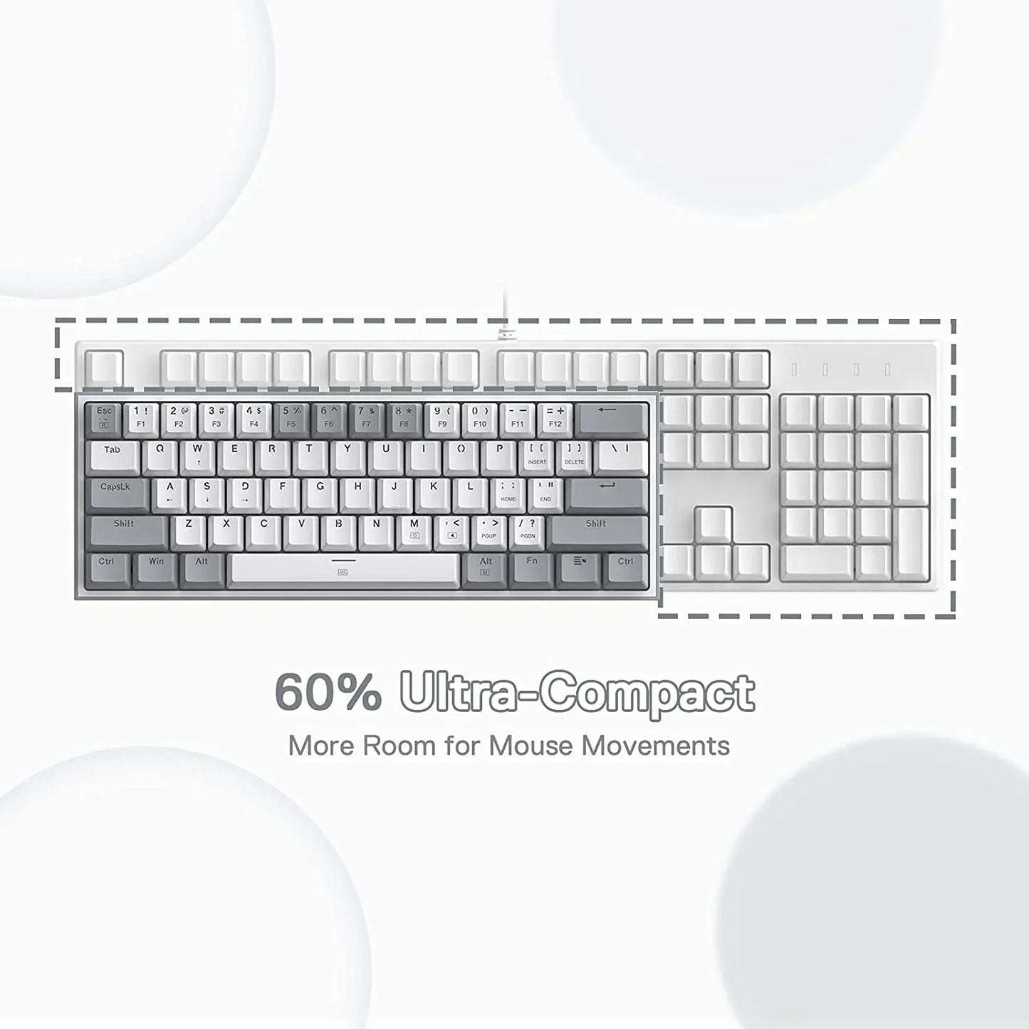 60% ultra-compact mechanical gaming keyboard comparison, more room for mouse movements