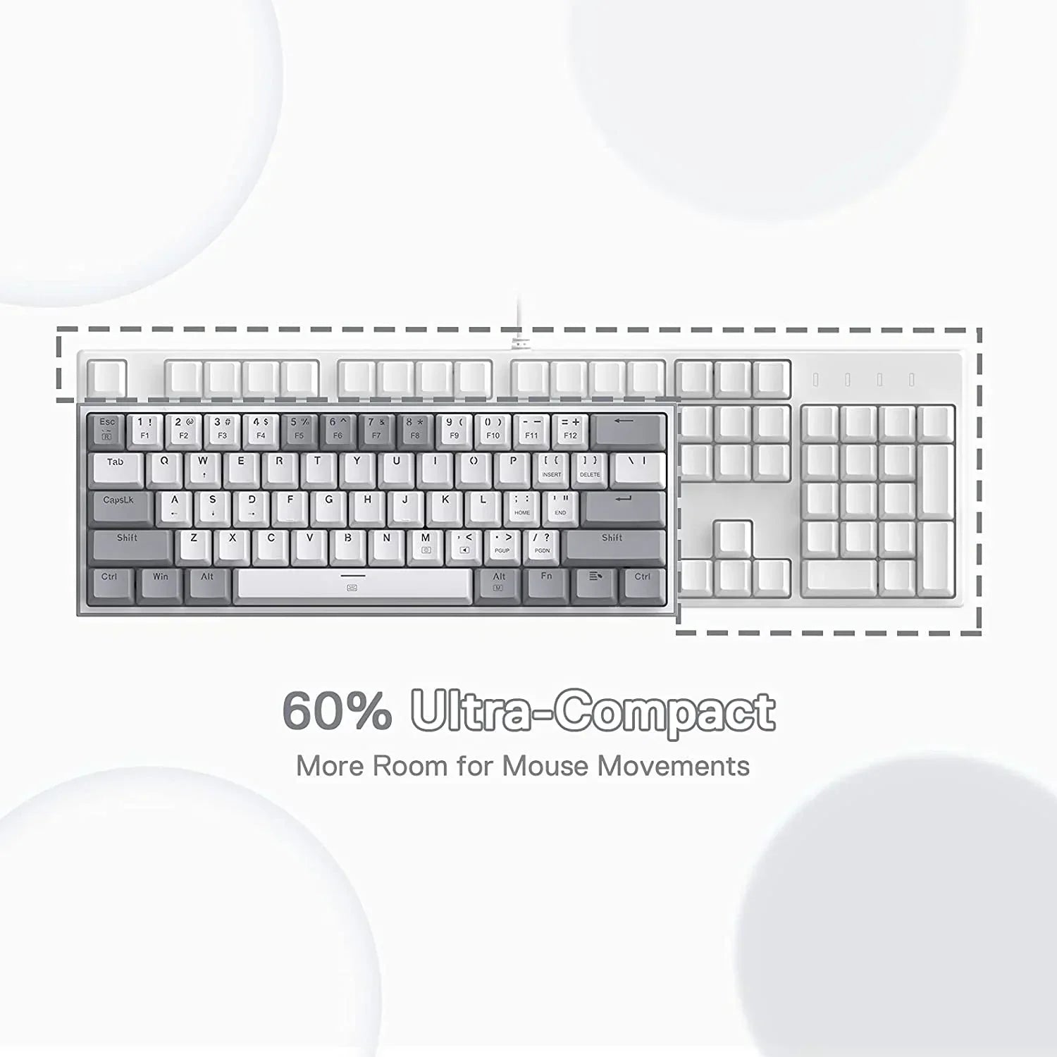 60% ultra-compact mechanical gaming keyboard comparison, more room for mouse movements