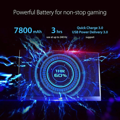 Gaming laptop battery with 7800 mAh capacity, 3-hour use at 240Hz, Quick Charge 3.0 support