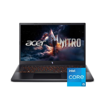Acer Nitro gaming laptop with illuminated keyboard and Intel Core i5 badge