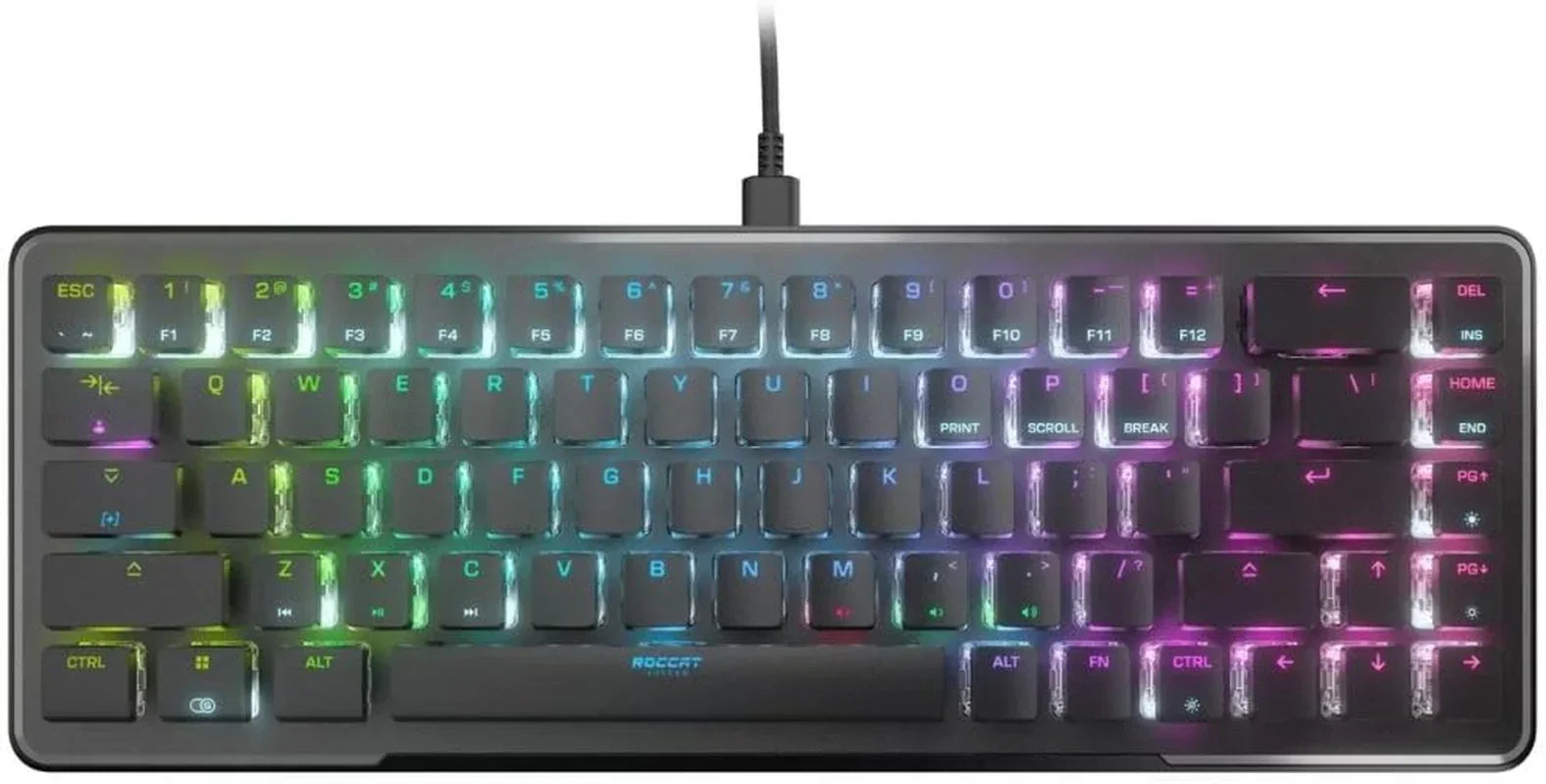 RGB backlit gaming keyboard, compact layout, black keys, modern design from Byte Style