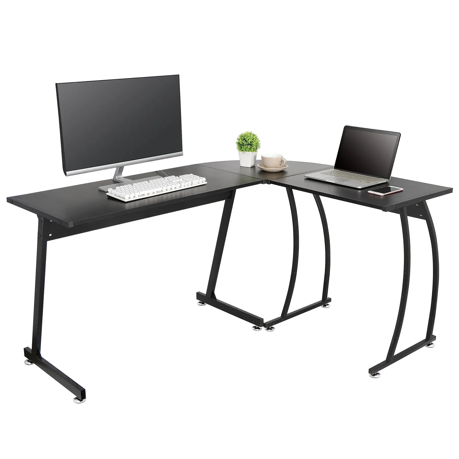 58" Computer Gaming Laptop Table L Shaped Desk Workstation Home Office Desk