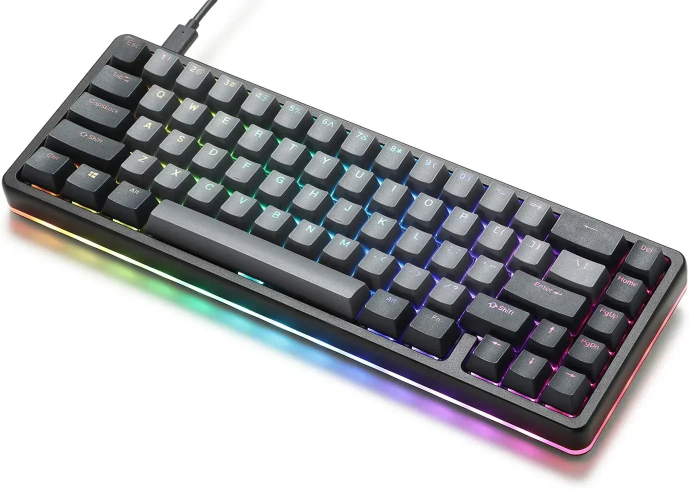 RGB backlit mechanical gaming keyboard with compact design on white background