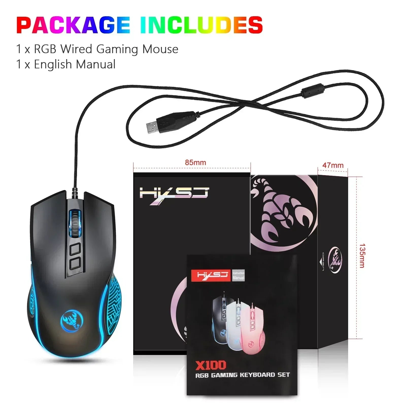 Wired Gaming Mouse, RGB Backlit Computer PC Gaming Mice, Ergonomic Mouse, USB Optical Mice with 7 Buttons, 4 Adjustable DPI up to 3200, Fit for Windows 7/8/10/XP, Vista, Linux, Mac OS, Pink/Black