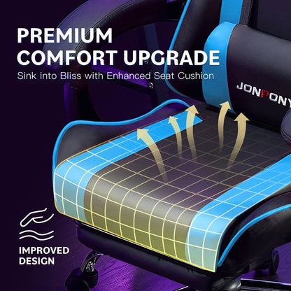 Gaming chair with premium comfort upgrade featuring an enhanced seat cushion and ergonomic design