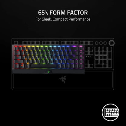 Compact RGB gaming keyboard with 65 percent form factor, sleek modern design on black background