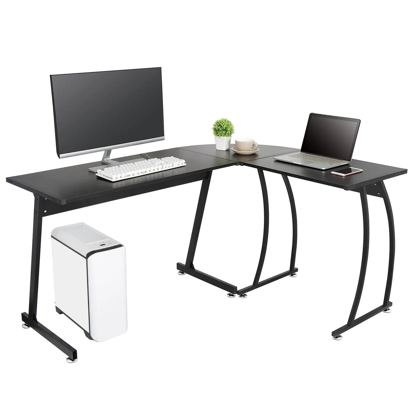 58" Computer Gaming Laptop Table L Shaped Desk Workstation Home Office Desk