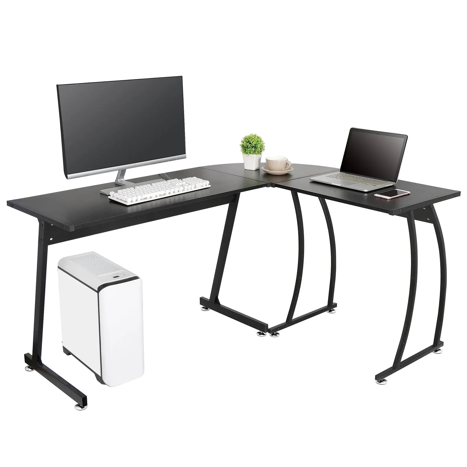 58" Computer Gaming Laptop Table L Shaped Desk Workstation Home Office Desk