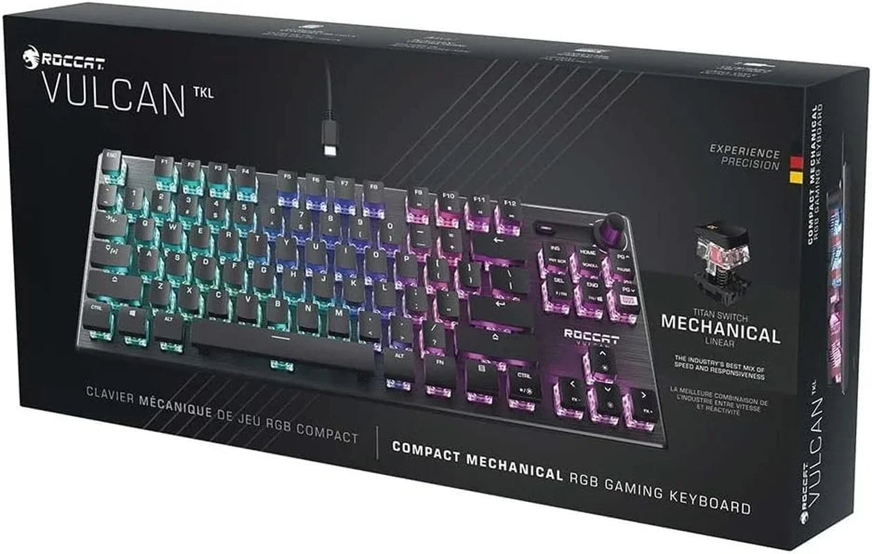 Roccat Vulcan TKL compact mechanical RGB gaming keyboard retail box, Byte Style gear