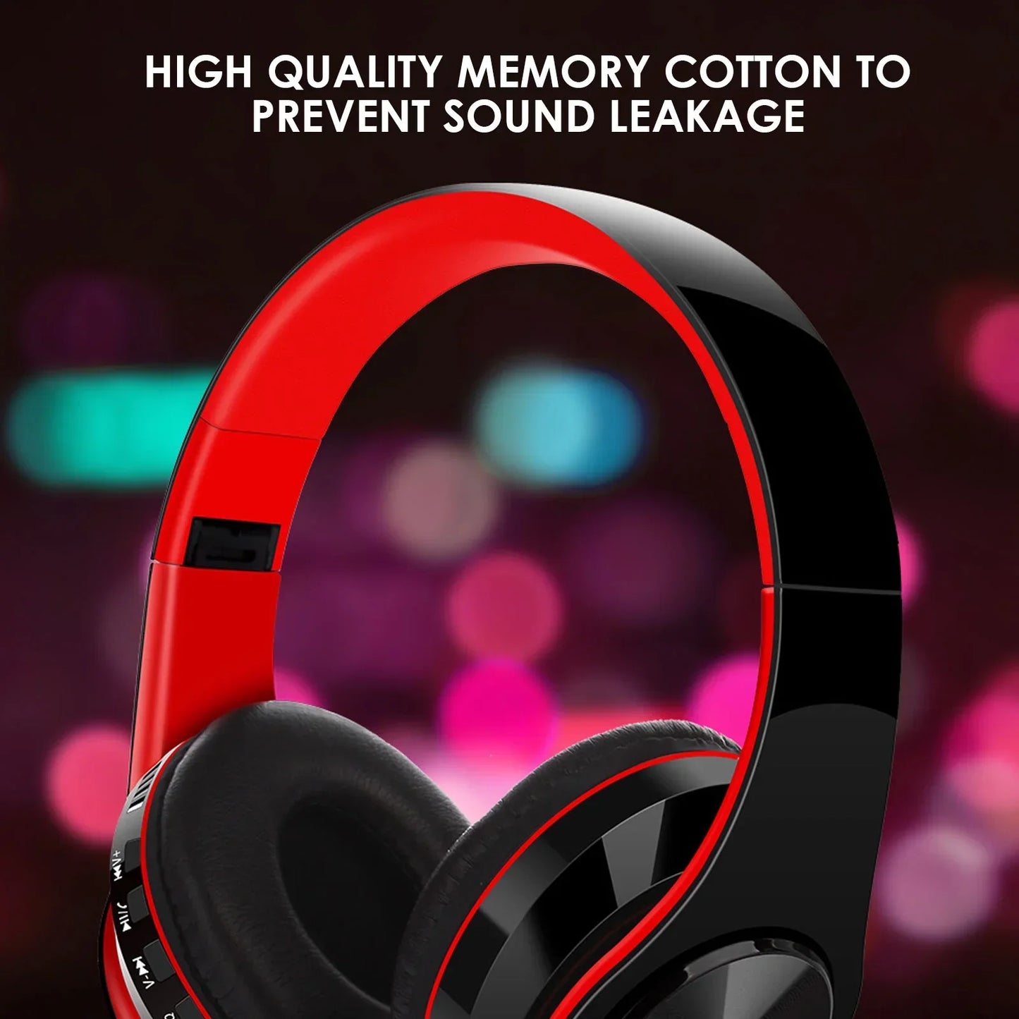Over-Ear Wireless Bluetooth Headphones, Foldable Multi-Mode Wireless Headphones with Built-In Microphone, Wireless over Ear Headset for Travel, 10-Hour Playtime, Black