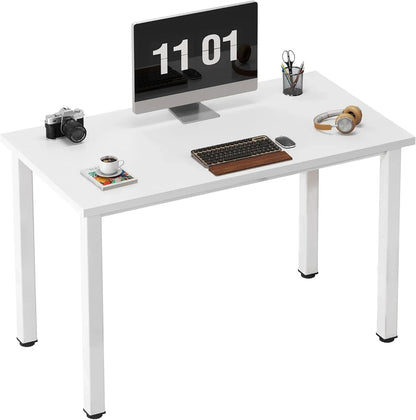 Computer Desk, 47 Inch Home Office Desk, Modern Simple Style Home Office Gaming Desk, Basic Writing Table for Study Student, Black Metal Frame, Black