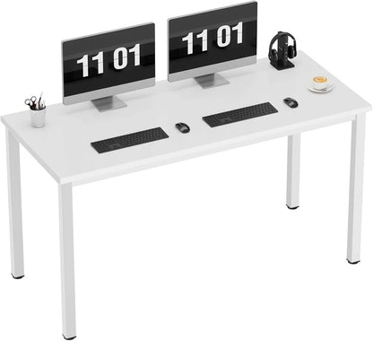 Computer Desk, 47 Inch Home Office Desk, Modern Simple Style Home Office Gaming Desk, Basic Writing Table for Study Student, Black Metal Frame, Black