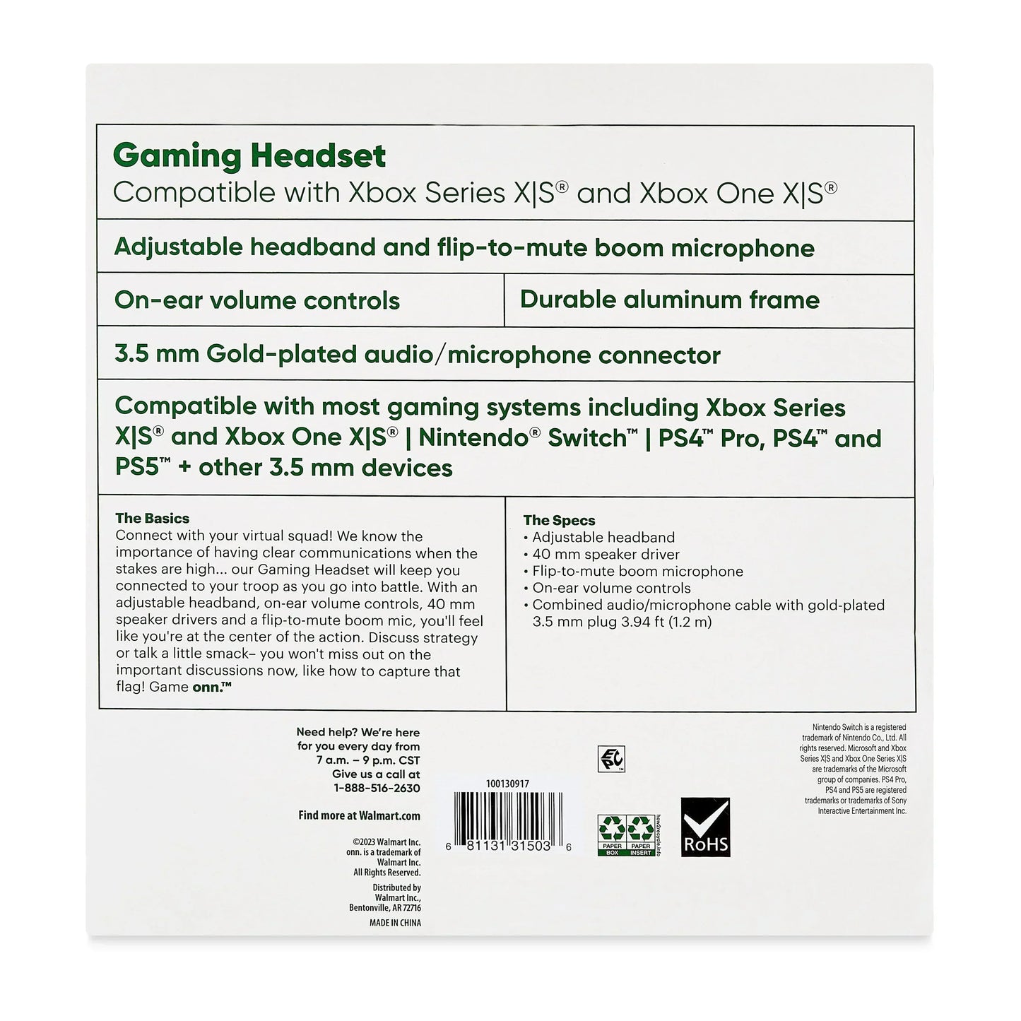 Wired Gaming Headset Compatible with Xbox Series X/S and Xbox One X/S, Black and Green