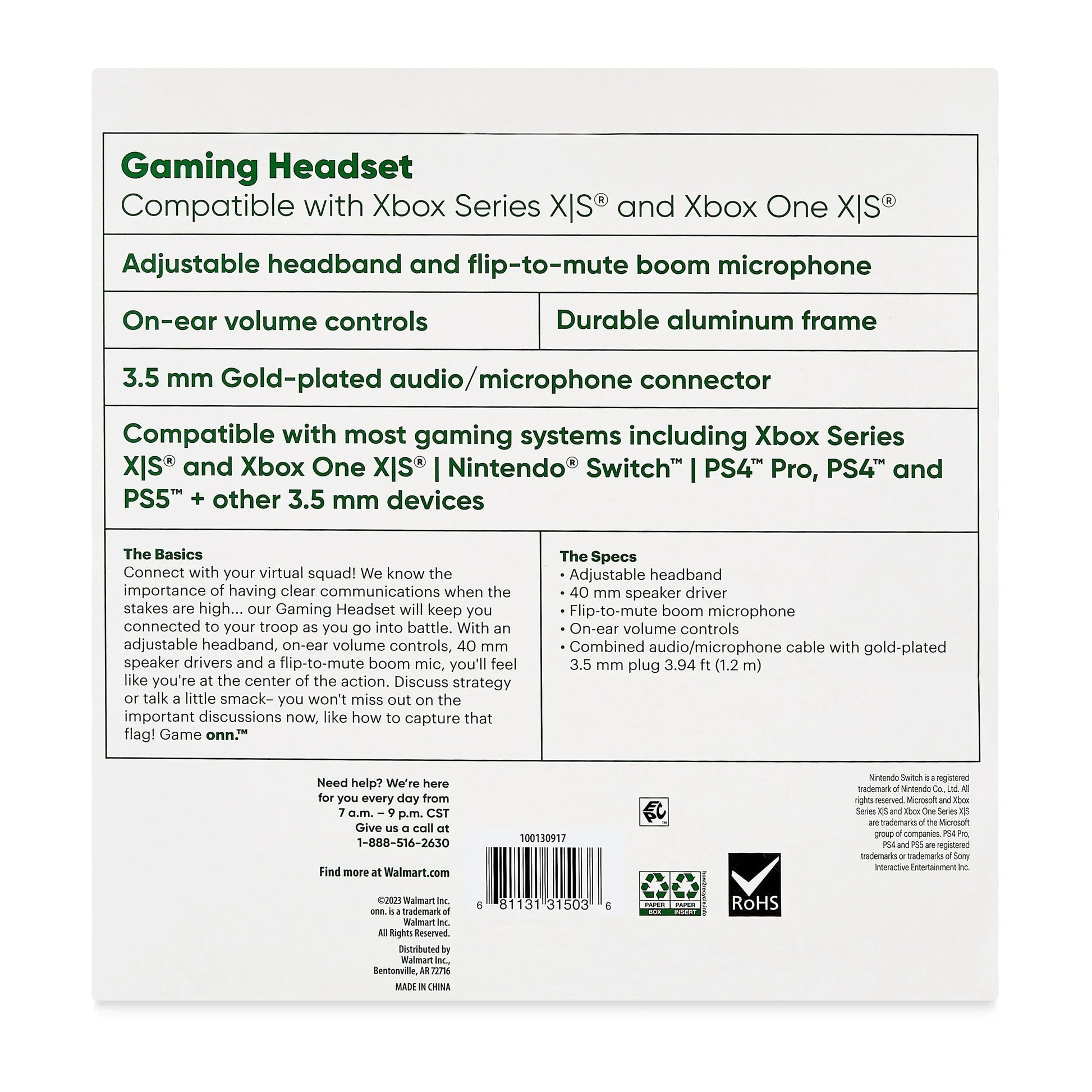 Wired Gaming Headset Compatible with Xbox Series X/S and Xbox One X/S, Black and Green