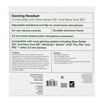 Wired Gaming Headset Compatible with Xbox Series X/S and Xbox One X/S, Black and Green