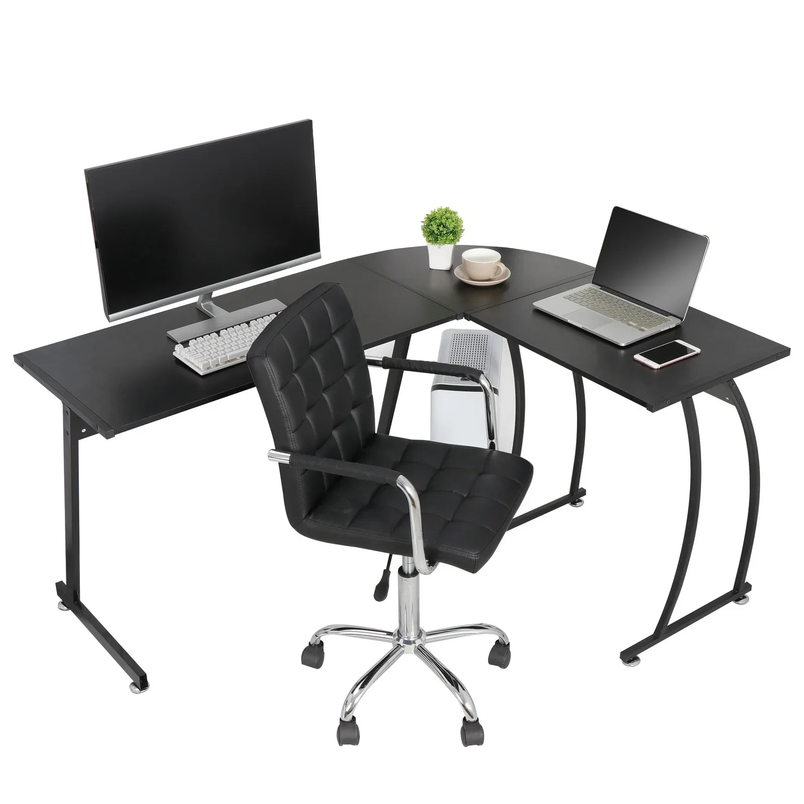 58" Computer Gaming Laptop Table L Shaped Desk Workstation Home Office Desk