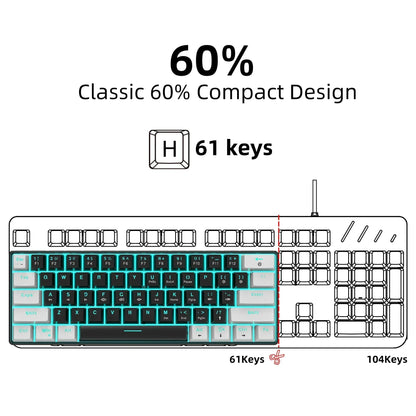 Byte Style 60% compact RGB gaming keyboard with 61 keys, ideal for modern setups