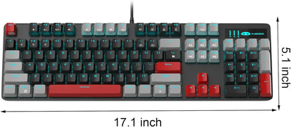 Magegee wired gaming keyboard with red and gray keys, RGB backlight, and custom macro buttons