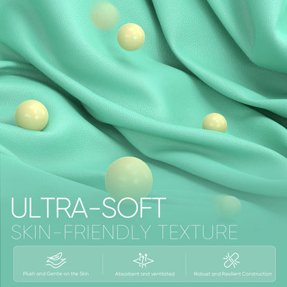 Ultra-soft mint green fabric with skin-friendly texture, plush, absorbent, and resilient for gaming gear comfort