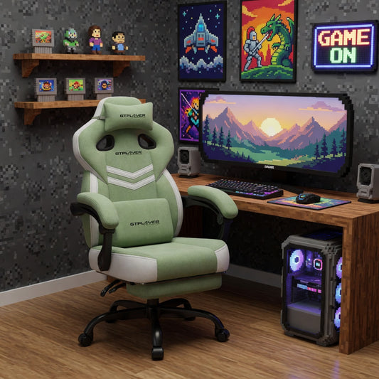 GTPLAYER Big & Tall Gaming Chair | Comfort Fabric | 360° Swivel | Reclining