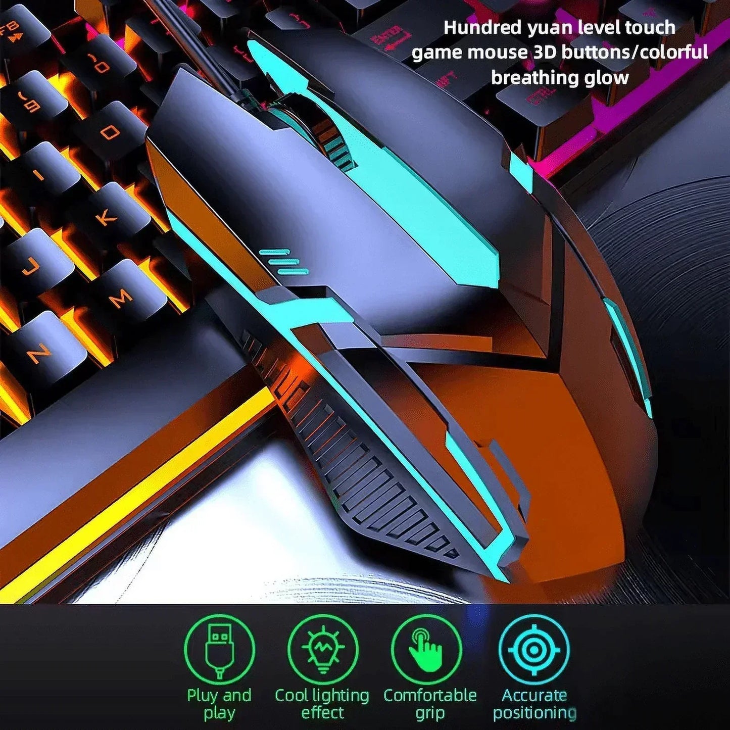 Wired Gaming Keyboard with RGB Backlight, Black