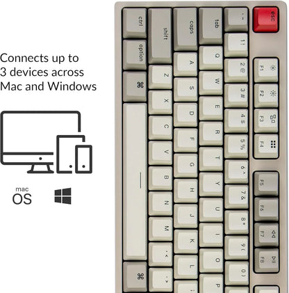 Compact retro 8-bit style keyboard for Mac and Windows, connects to 3 devices, Byte Style gear