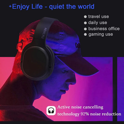 Noise Cancelling Headphones, Bluetooth over Ear Headphones, Wireless Foldable Stereo Microphone, S31 - Black