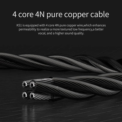 KBEAR KS1 Wired in Ear Headphones, Deep Bass Iem Earbuds Noise Cancelling in Ear Monitors Earphones with 1DD Driver, Ear Hooks Cable for Gaming Computer, Musician Stage, Drummer (Black without Mic)