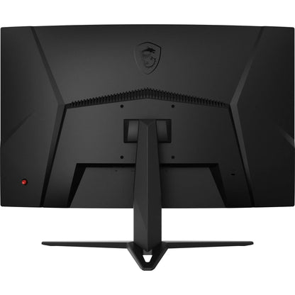 Back view of black MSI gaming monitor with dragon logo and adjustable stand