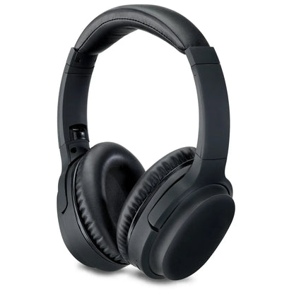 Black over-ear gaming headphones with padded ear cups and headband on white background